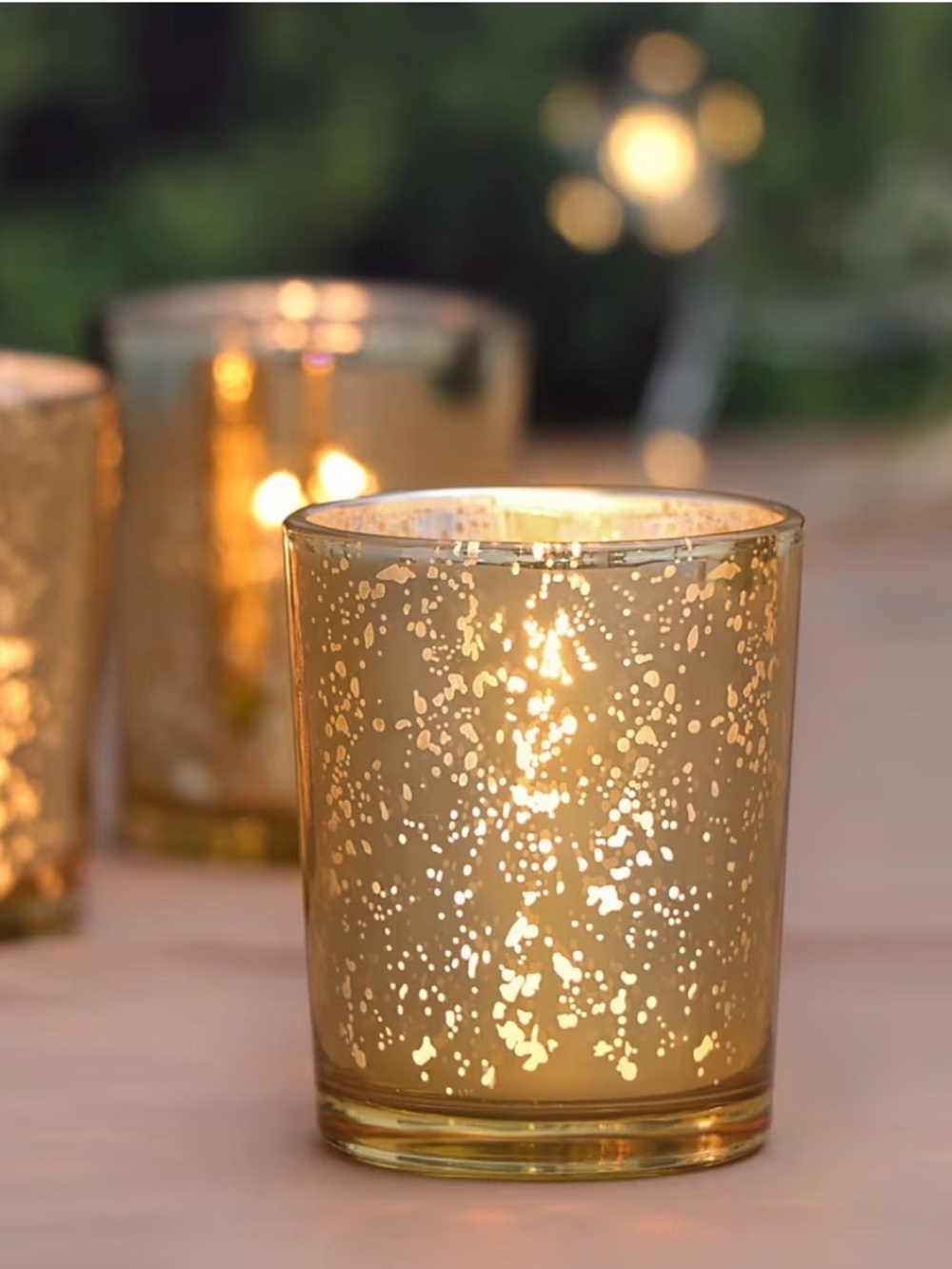 Gold Mercury Glass Votive Candle Holders - Set 12